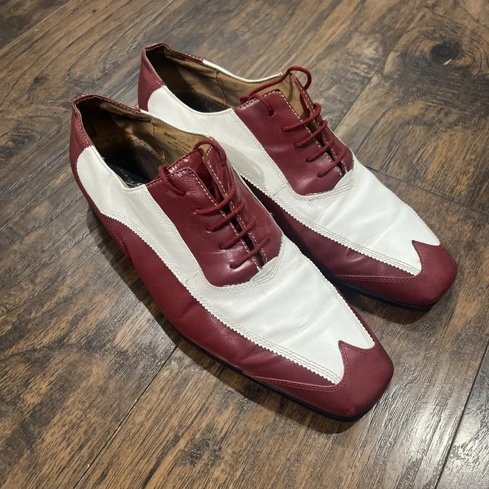 Giorgio Brutini Men's Spectator Wingtip Shoes Red White Leather Oxford Sz 11